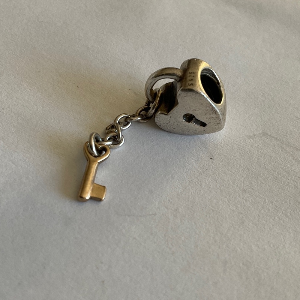 Pandora Silver Heart Lock and Key Bracelet Charm